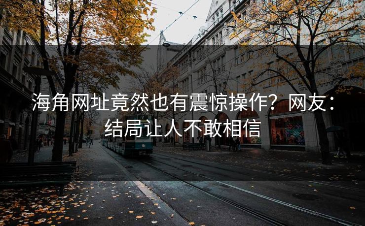 海角网址竟然也有震惊操作?网友:结局让人不敢相信