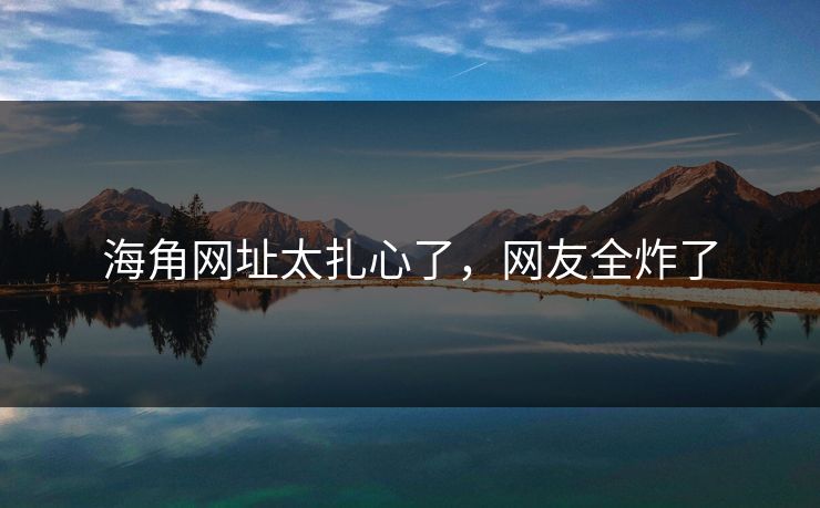 海角网址太扎心了，网友全炸了