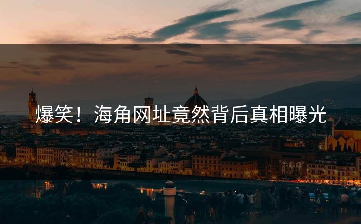 爆笑！海角网址竟然背后真相曝光