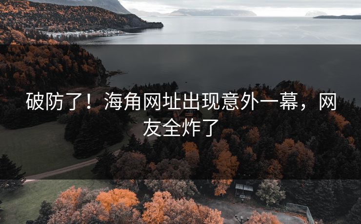 破防了!海角网址出现意外一幕,网友全炸了