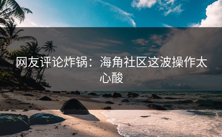 网友评论炸锅：海角社区这波操作太心酸