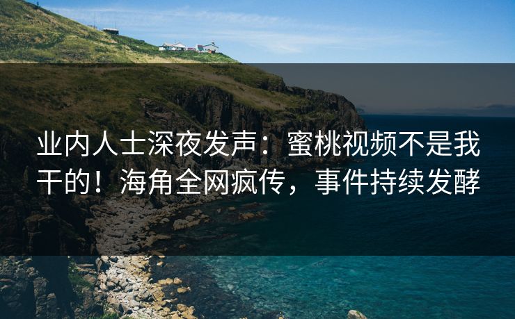 业内人士深夜发声：蜜桃视频不是我干的！海角全网疯传，事件持续发酵