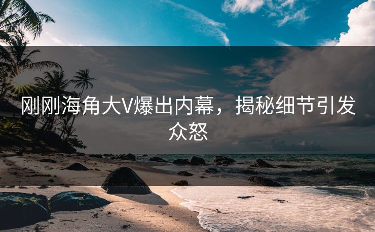刚刚海角大V爆出内幕，揭秘细节引发众怒