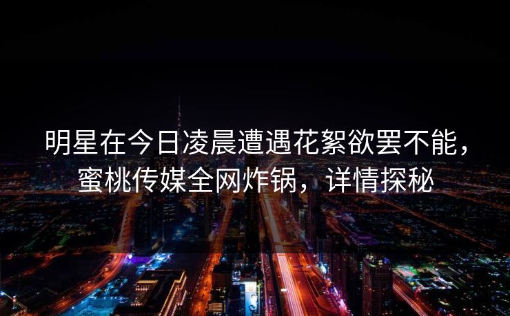 明星在今日凌晨遭遇花絮欲罢不能，蜜桃传媒全网炸锅，详情探秘