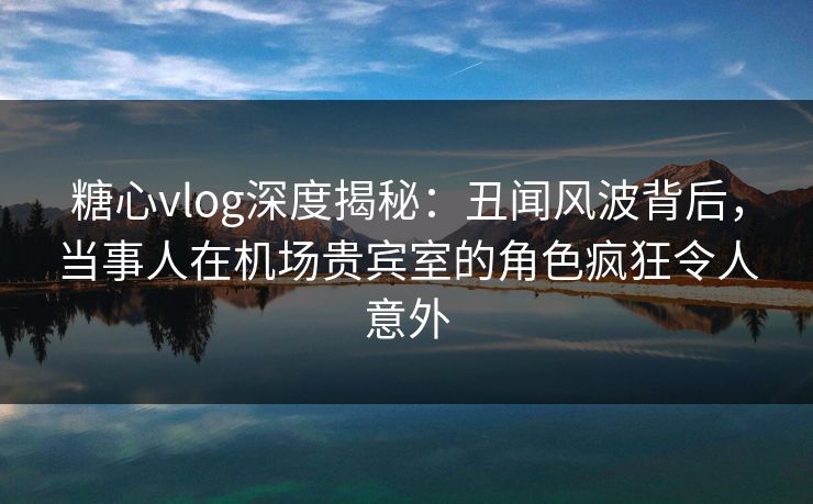 糖心vlog深度揭秘：丑闻风波背后，当事人在机场贵宾室的角色疯狂令人意外